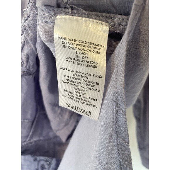 Anthropologie Button Down Embroidered Floral Shirt Top XXS Western Boho Blue - Picture 11 of 14